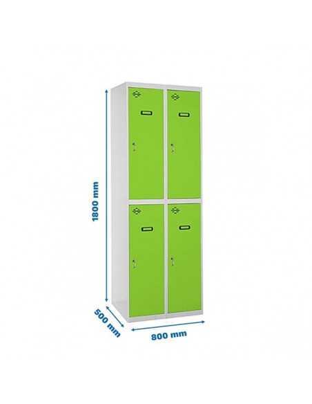 Armario Taquilla SIMON LOCKER Profesional Monobloque Tandem 2/4 400 (800) Gris/Verde