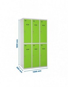Armario Taquilla SIMON LOCKER Profesional Monobloque Tandem 3/6 400 (1200) Gris/Verde