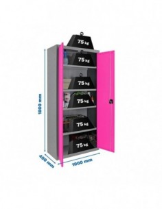 Armario SIMON LOCKER Profesional  Monobloque Multiusos 180x100x40 2/4 Gris/Rosa