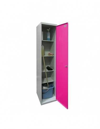 Armario SIMON LOCKER Profesional Monobloque Limpieza 180x40x40 1/4 Gris/Rosa | Taquilla metálica SimonLocker para vestuarios y 
