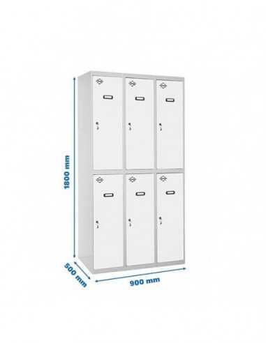 Taquilla SIMONLOCKER Tandem Professional Desmontada 3/6 300 (900) Gris/Blanco | Taquilla metálica SimonLocker para vestuarios y 