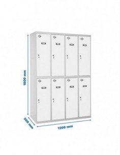 Taquilla SIMONLOCKER Tandem Professional Desmontada 4/8 300 (1200) Gris/Blanco | Taquilla metálica SimonLocker para vestuarios y
