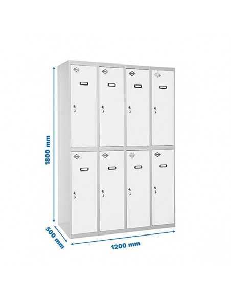 Taquilla SIMONLOCKER Tandem Professional Desmontada 4/8 300 (1200) Gris/Blanco | Taquilla metálica SimonLocker para vestuarios y