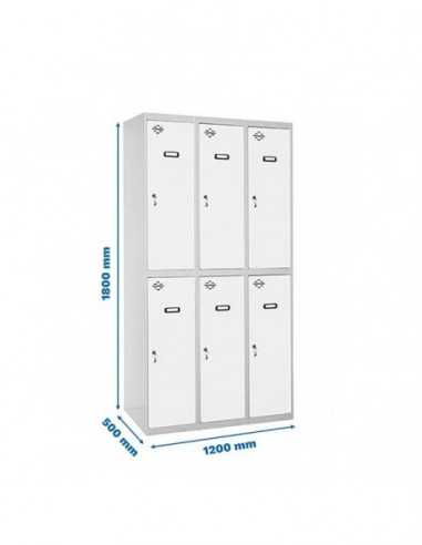 Armario Taquilla SIMON LOCKER PROF.Monobloque TANDEM 3/6 400 (1200) Gris/Blanco | Taquilla metálica SimonLocker para vestuarios 