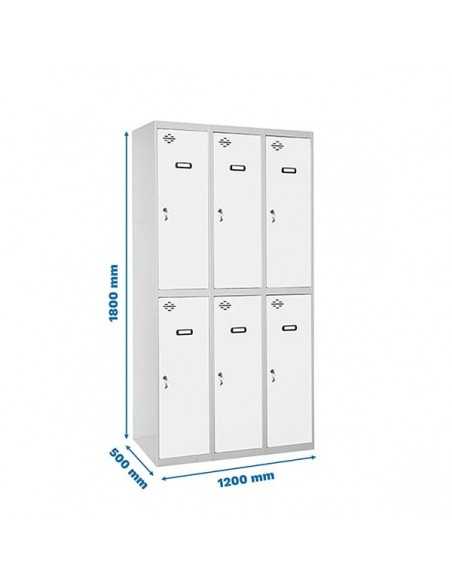 Armario Taquilla SIMON LOCKER PROF.Monobloque TANDEM 3/6 400 (1200) Gris/Blanco | Taquilla metálica SimonLocker para vestuarios 