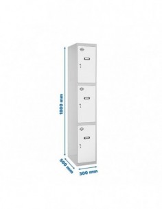 Armario Taquilla SIMON LOCKER Profesional Monobloque 3 Puerta 1/3 300 Gris/Blanco | Taquilla metálica SimonLocker para vestuario