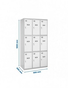 Armario Taquilla SIMON LOCKER Profesional Monobloque 3 Puerta 3/9 300 (900) Gris/Blanco | Taquilla metálica SimonLocker para ves