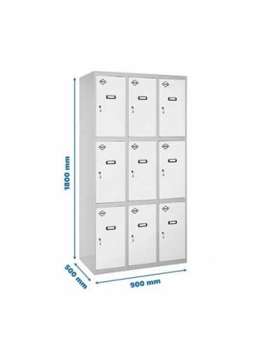 Armario Taquilla SIMON LOCKER Profesional Monobloque 3 Puerta 3/9 300 (900) Gris/Blanco | Taquilla metálica SimonLocker para ves