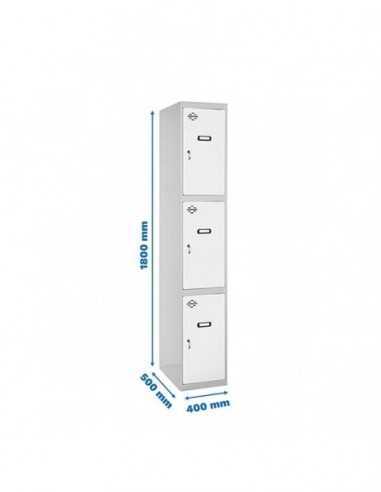 Armario Taquilla SIMON LOCKER Profesional Monobloque 3 Puerta 1/3 400 Gris/Blanco | Taquilla metálica SimonLocker para vestuario