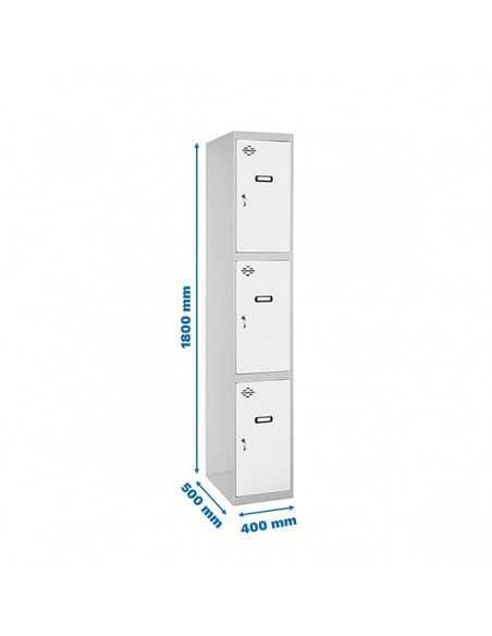 Armario Taquilla SIMON LOCKER Profesional Monobloque 3 Puerta 1/3 400 Gris/Blanco | Taquilla metálica SimonLocker para vestuario