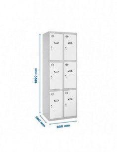 Armario Taquilla SIMON LOCKER Profesional Monobloque 3 Puerta 2/6 400 (800) Gris/Blanco | Taquilla metálica SimonLocker para ves