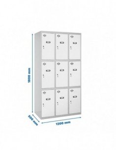 Armario Taquilla SIMON LOCKER Profesional Monobloque 3 Puerta 3/9 400 (1200) Gris/Blanco | Taquilla metálica SimonLocker para ve