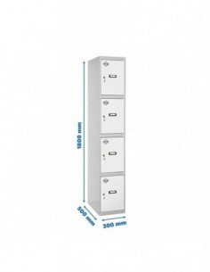 Armario Taquilla SIMON LOCKER Profesional Monobloque 4 Puerta 1/4 300 Gris/Blanco | Taquilla metálica SimonLocker para vestuario