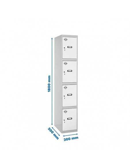 Armario Taquilla SIMON LOCKER Profesional Monobloque 4 Puerta 1/4 300 Gris/Blanco | Taquilla metálica SimonLocker para vestuario