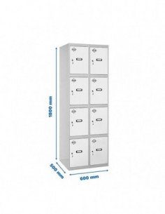 Armario Taquilla SIMON LOCKER Profesional Monobloque 4 Puerta 2/8 300 (600) Gris/Blanco | Taquilla metálica SimonLocker para ves