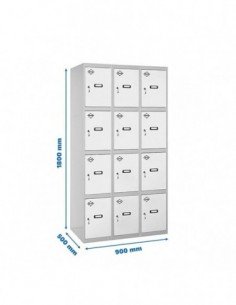 Armario Taquilla SIMON LOCKER Profesional Monobloque 4 Puerta 3/12 300 (900) Gris/Blanco | Taquilla metálica SimonLocker para ve