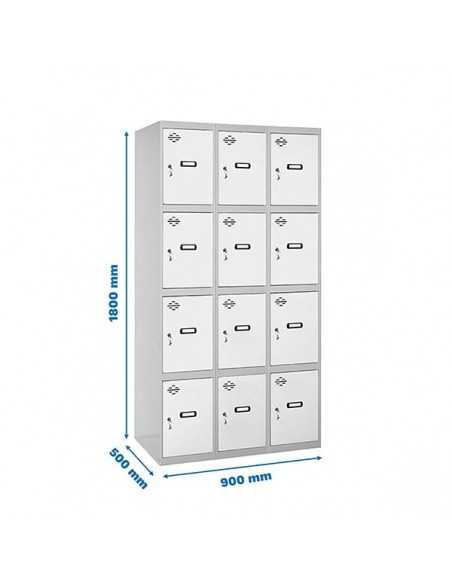 Armario Taquilla SIMON LOCKER Profesional Monobloque 4 Puerta 3/12 300 (900) Gris/Blanco | Taquilla metálica SimonLocker para ve