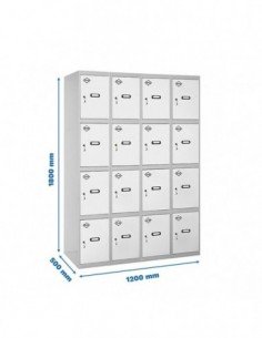 Armario Taquilla SIMON LOCKER Profesional Monobloque 4 Puerta 4/16 300(1200) Gris/Blanco | Taquilla metálica SimonLocker para ve