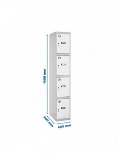 Armario Taquilla SIMON LOCKER Profesional Monobloque 4 Puerta 1/4 400 Gris/Blanco | Taquilla metálica SimonLocker para vestuario