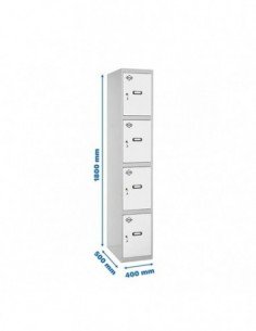 Armario Taquilla SIMON LOCKER Profesional Monobloque 4 Puerta 1/4 400 Gris/Blanco | Taquilla metálica SimonLocker para vestuario