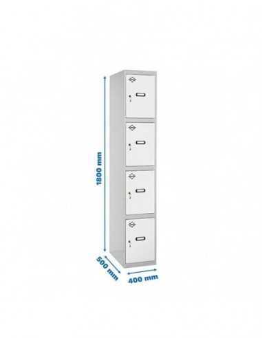 Armario Taquilla SIMON LOCKER Profesional Monobloque 4 Puerta 1/4 400 Gris/Blanco | Taquilla metálica SimonLocker para vestuario