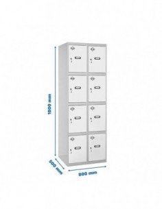 Armario Taquilla SIMON LOCKER Profesional Monobloque 4 Puerta 2/8 400 (800) Gris/Blanco | Taquilla metálica SimonLocker para ves