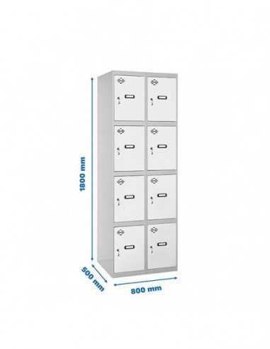 Armario Taquilla SIMON LOCKER Profesional Monobloque 4 Puerta 2/8 400 (800) Gris/Blanco | Taquilla metálica SimonLocker para ves