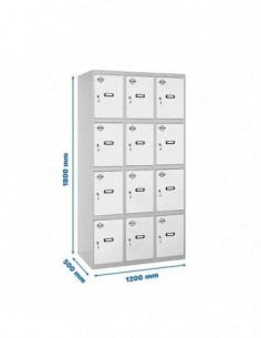 Armario Taquilla SIMON LOCKER Profesional Monobloque 4 Puerta 3/12 400(1200) Gris/Blanco | Taquilla metálica SimonLocker para ve