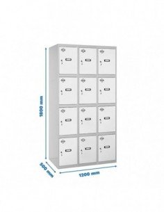 Armario Taquilla SIMON LOCKER Profesional Monobloque 4 Puerta 3/12 400(1200) Gris/Blanco | Taquilla metálica SimonLocker para ve