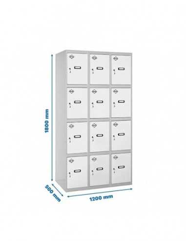Armario Taquilla SIMON LOCKER Profesional Monobloque 4 Puerta 3/12 400(1200) Gris/Blanco | Taquilla metálica SimonLocker para ve