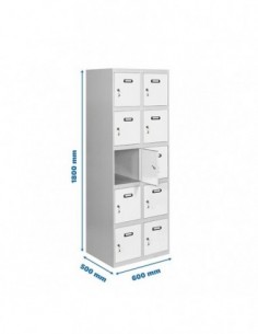 Armario Taquilla SIMON LOCKER Profesional Monobloque 5 Puerta 2/10 300 (600) Gris/Blanco | Taquilla metálica SimonLocker para ve