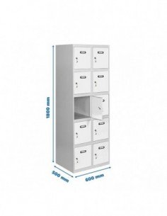 Armario Taquilla SIMON LOCKER Profesional Monobloque 5 Puerta 2/10 300 (600) Gris/Blanco | Taquilla metálica SimonLocker para ve