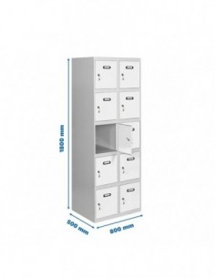 Armario Taquilla SIMON LOCKER Profesional Monobloque 5 Puerta 2/10 400 (800) Gris/Blanco | Taquilla metálica SimonLocker para ve