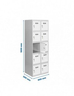 Armario Taquilla SIMON LOCKER Profesional Monobloque 5 Puerta 2/10 400 (800) Gris/Blanco | Taquilla metálica SimonLocker para ve