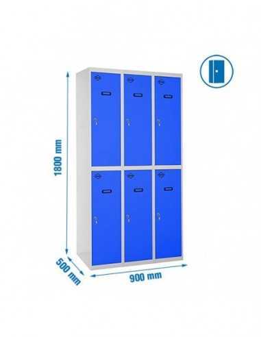 Armario Taquilla SIMON LOCKER Profesional Monobloque Tandem 3/6 300 (900) Gris/Azul | Taquilla metálica SimonLocker para vestuar