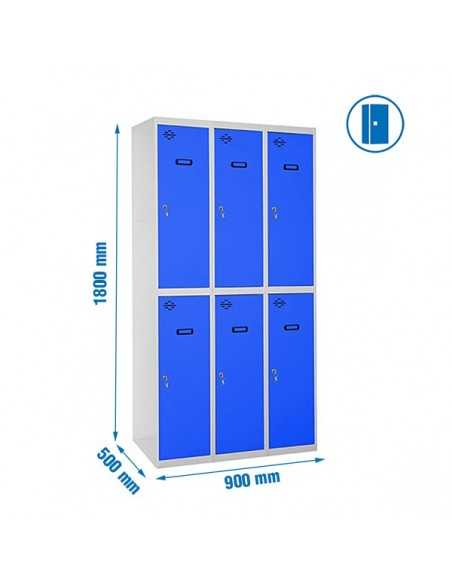 Armario Taquilla SIMON LOCKER Profesional Monobloque Tandem 3/6 300 (900) Gris/Azul | Taquilla metálica SimonLocker para vestuar