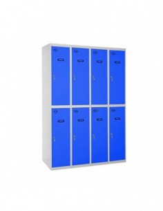 Armario Taquilla SIMON LOCKER Profesional Monobloque Tandem 4/8 300 (1200) Gris/Azul | Taquilla metálica SimonLocker para vestua