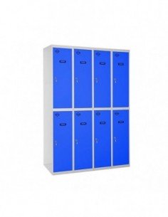 Armario Taquilla SIMON LOCKER Profesional Monobloque Tandem 4/8 300 (1200) Gris/Azul | Taquilla metálica SimonLocker para vestua
