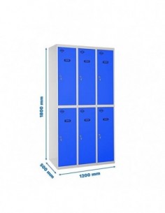 Armario Taquilla SIMON LOCKER Profesional Monobloque Tandem 3/6 400 (1200) Gris/Azul | Taquilla metálica SimonLocker para vestua