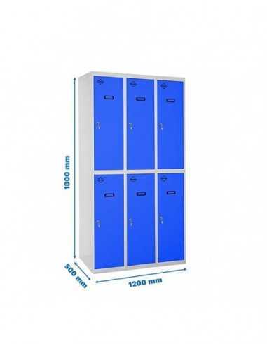 Armario Taquilla SIMON LOCKER Profesional Monobloque Tandem 3/6 400 (1200) Gris/Azul | Taquilla metálica SimonLocker para vestua