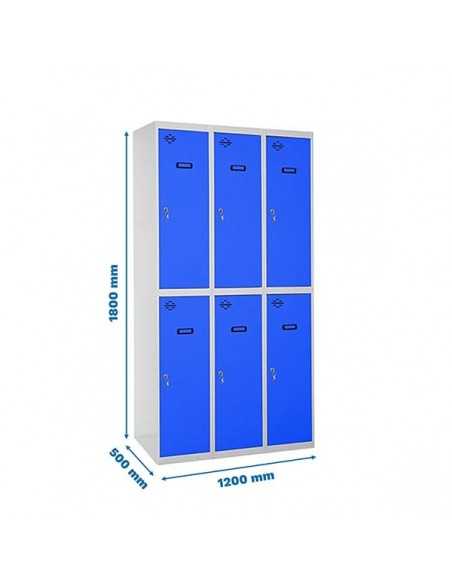 Armario Taquilla SIMON LOCKER Profesional Monobloque Tandem 3/6 400 (1200) Gris/Azul | Taquilla metálica SimonLocker para vestua