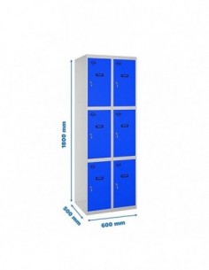 Armario Taquilla SIMON LOCKER Profesional Monobloque 3 Puerta 2/6 300 (600) Gris/Azul | Taquilla metálica SimonLocker para vestu