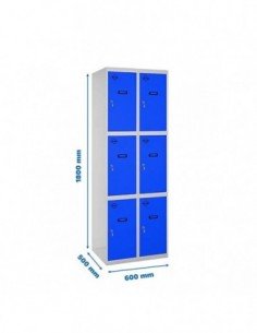 Armario Taquilla SIMON LOCKER Profesional Monobloque 3 Puerta 2/6 300 (600) Gris/Azul | Taquilla metálica SimonLocker para vestu