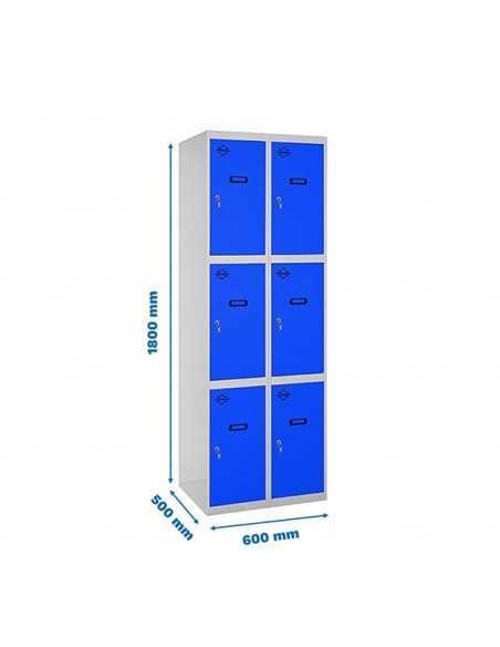 Armario Taquilla SIMON LOCKER Profesional Monobloque 3 Puerta 2/6 300 (600) Gris/Azul | Taquilla metálica SimonLocker para vestu