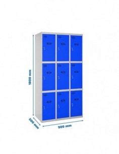Armario Taquilla SIMON LOCKER Profesional Monobloque 3 Puerta 3/9 300 (900) Gris/Azul | Taquilla metálica SimonLocker para vestu