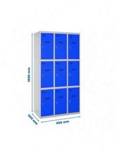 Armario Taquilla SIMON LOCKER Profesional Monobloque 3 Puerta 3/9 300 (900) Gris/Azul | Taquilla metálica SimonLocker para vestu