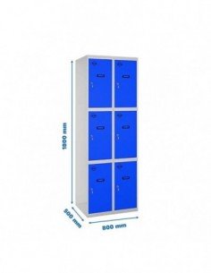 Armario Taquilla SIMON LOCKER Profesional Monobloque 3 Puerta 2/6 400 (800) Gris/Azul | Taquilla metálica SimonLocker para vestu