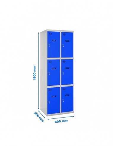 Armario Taquilla SIMON LOCKER Profesional Monobloque 3 Puerta 2/6 400 (800) Gris/Azul | Taquilla metálica SimonLocker para vestu