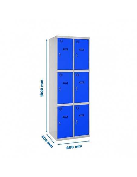 Armario Taquilla SIMON LOCKER Profesional Monobloque 3 Puerta 2/6 400 (800) Gris/Azul | Taquilla metálica SimonLocker para vestu