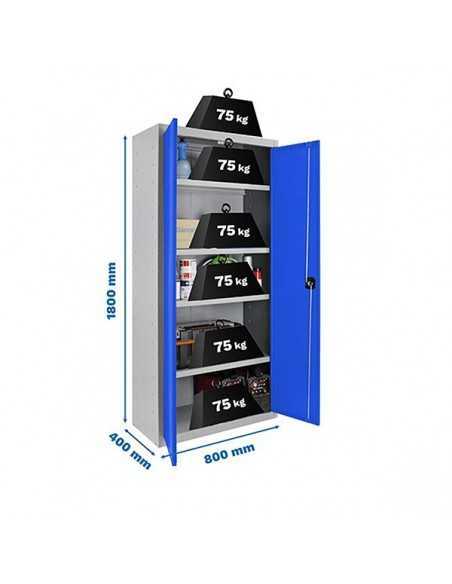 Armario Taquilla SIMON LOCKER Profesional Monobloque Multiusos 180x80x40 2/4 Gris/Azul | Taquilla metálica SimonLocker para vest